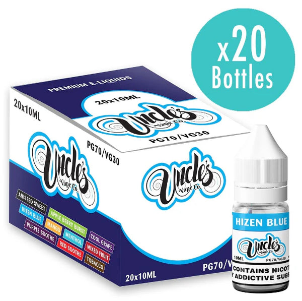 Hizen Blue 10ml Vape E-Liquid - Uncles Vape Co - 30VG / 70PG Ecocig Vapour Store Hizen Blue 10ml Vape E-Liquid - Uncles Vape Co - 30VG / 70PG Ecocig Vapour Store