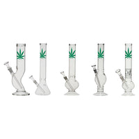 12" Small Leaf Glass Bong Mix Designs - GB-37