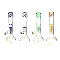 3 x 14" Leaf Print bubble Percolator Glass Bong - GWP-1199(GS0905)
