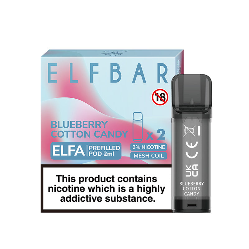 Elf Bar Elfa Pod - 2 Pack [Blueberry Cotton Candy 20mg] [Quality Vape E-Liquids, CBD Products] - Ecocig Vapour Store