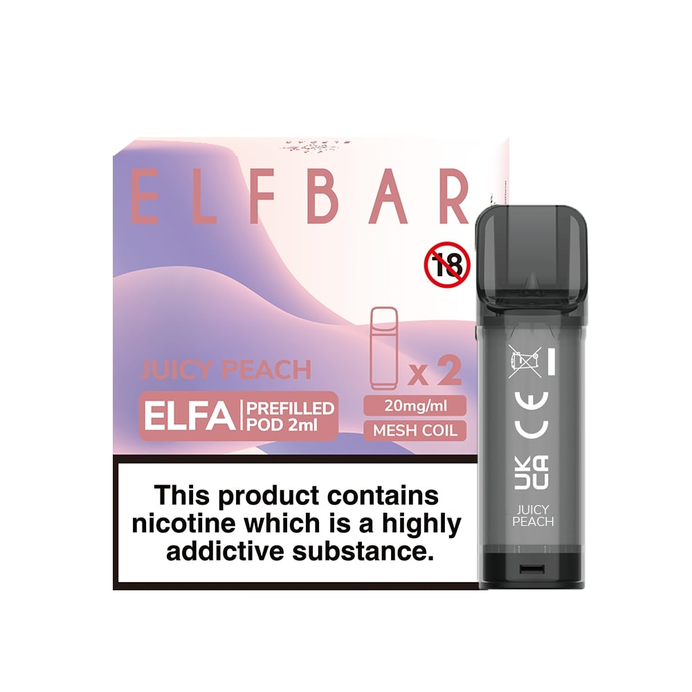 Elf Bar Elfa Pod - 2 Pack [Juicy Peach 20mg] [Quality Vape E-Liquids, CBD Products] - Ecocig Vapour Store